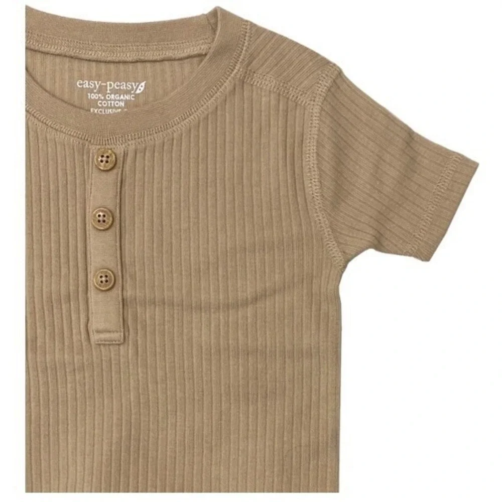 Easy Peasy Toddler Unisex Organic 2 Piece Pajama Set 4T New with Tags Khaki Snug